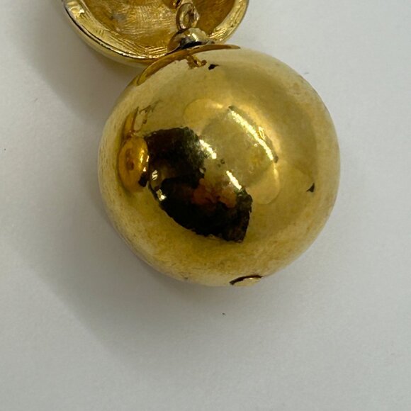 Vintage Gold-tone Double Ball Earrings Screw Back Statement 1960 Mod Design MCM - Picture 7 of 13